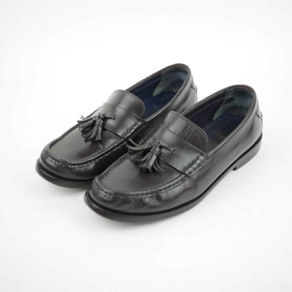 COLE HAAN PINCH Men's 7.5 Brown Leather Tassel Loafers - Slip On Dress Shoes